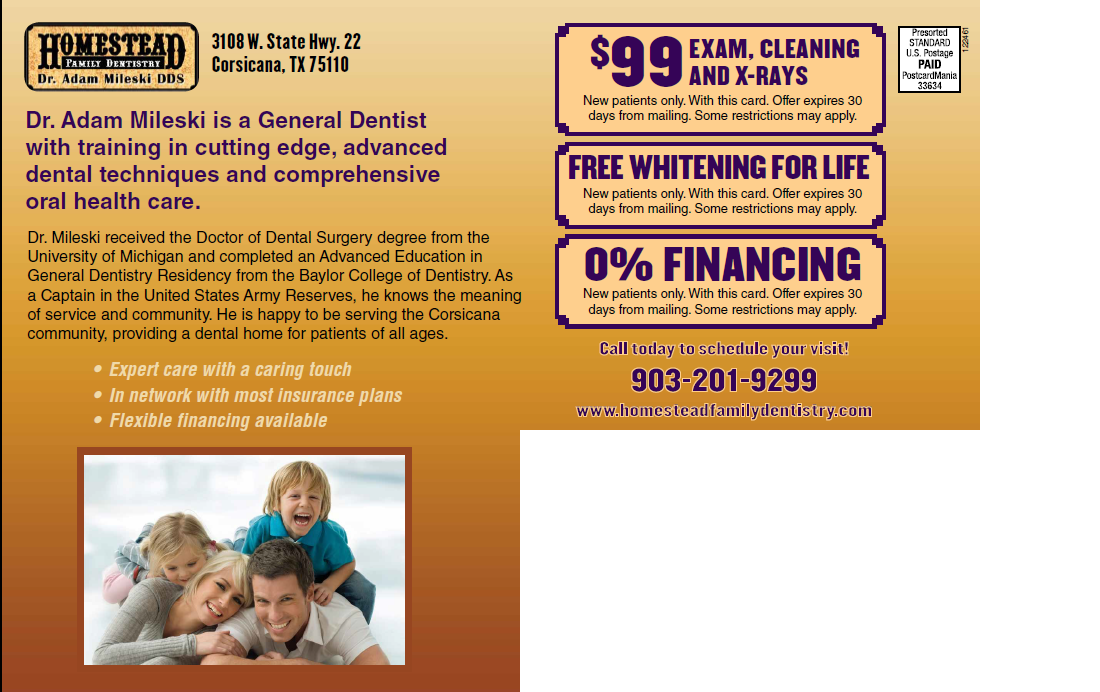 Dental Advertising Case Studies Homestead Family Dental PostcardMania